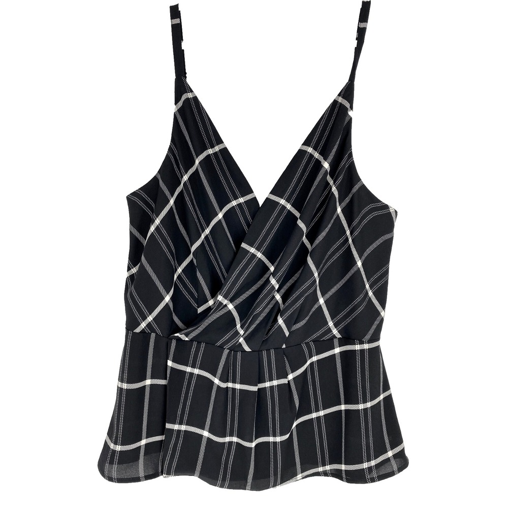 Cabi Camisole Shirt Women's 8 Black White Striped Strappy Top Blouse Cami Casual